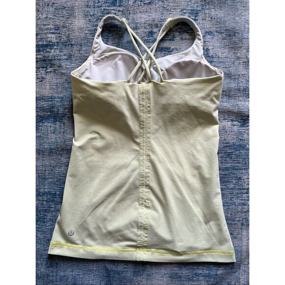Lululemon Neon Yellow Off White Free To Be Athletic Tank Top Size 6 - Picture 3 of 9